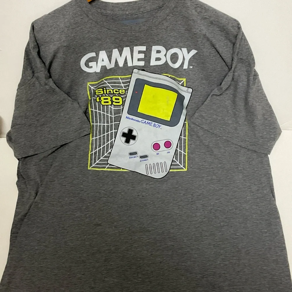 Nintendo 89 Game Boy Graphic Tee - Gray with Yellow & Pink Accents